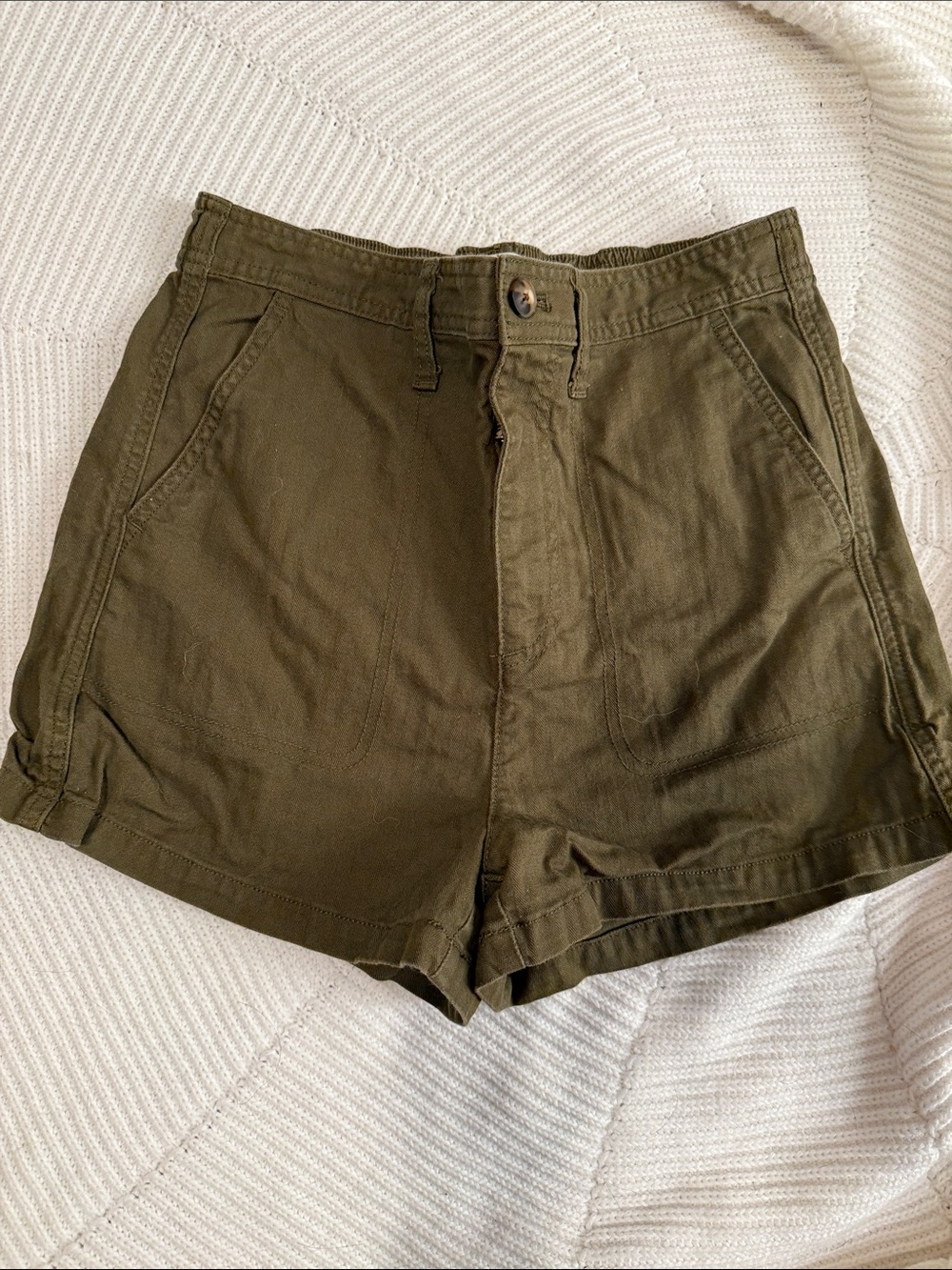 Madewell High-Rise Olive Utility Shorts